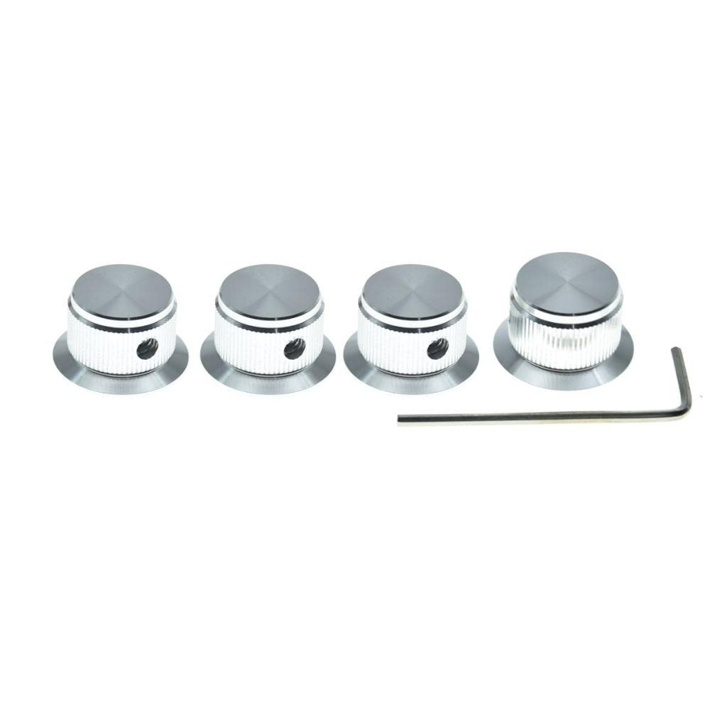 4-Pack Set Screw Style Aluminium Potentiometer Knobs 1/4 '' Universal Top Hat Knobs Bell Volume Tone Control Knobs For Guitar/Ba