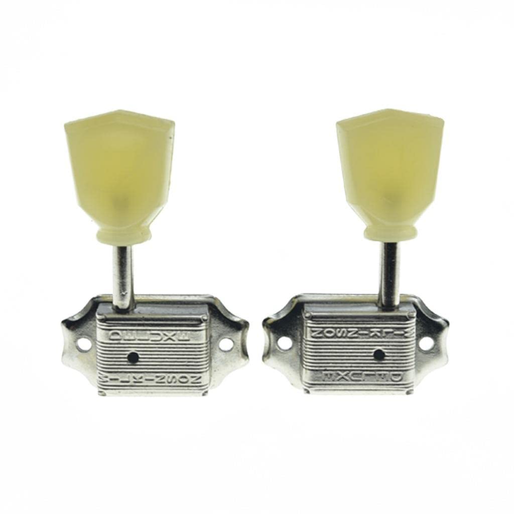 Wilkinson Nickel with Vintage Button 3x3 Deluxe Vintage Tuners Guitar Tuning Keys Machine Heads with Plastic Keystone Buttons fo