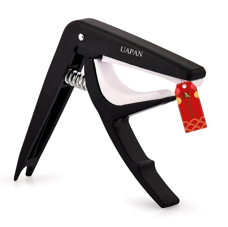 Uapan Guitar Capo, One-Handed Trigger Design, Metal Quick Change For Acoustic, Electric Guitars And Ukulele, Black (Plastic Capo