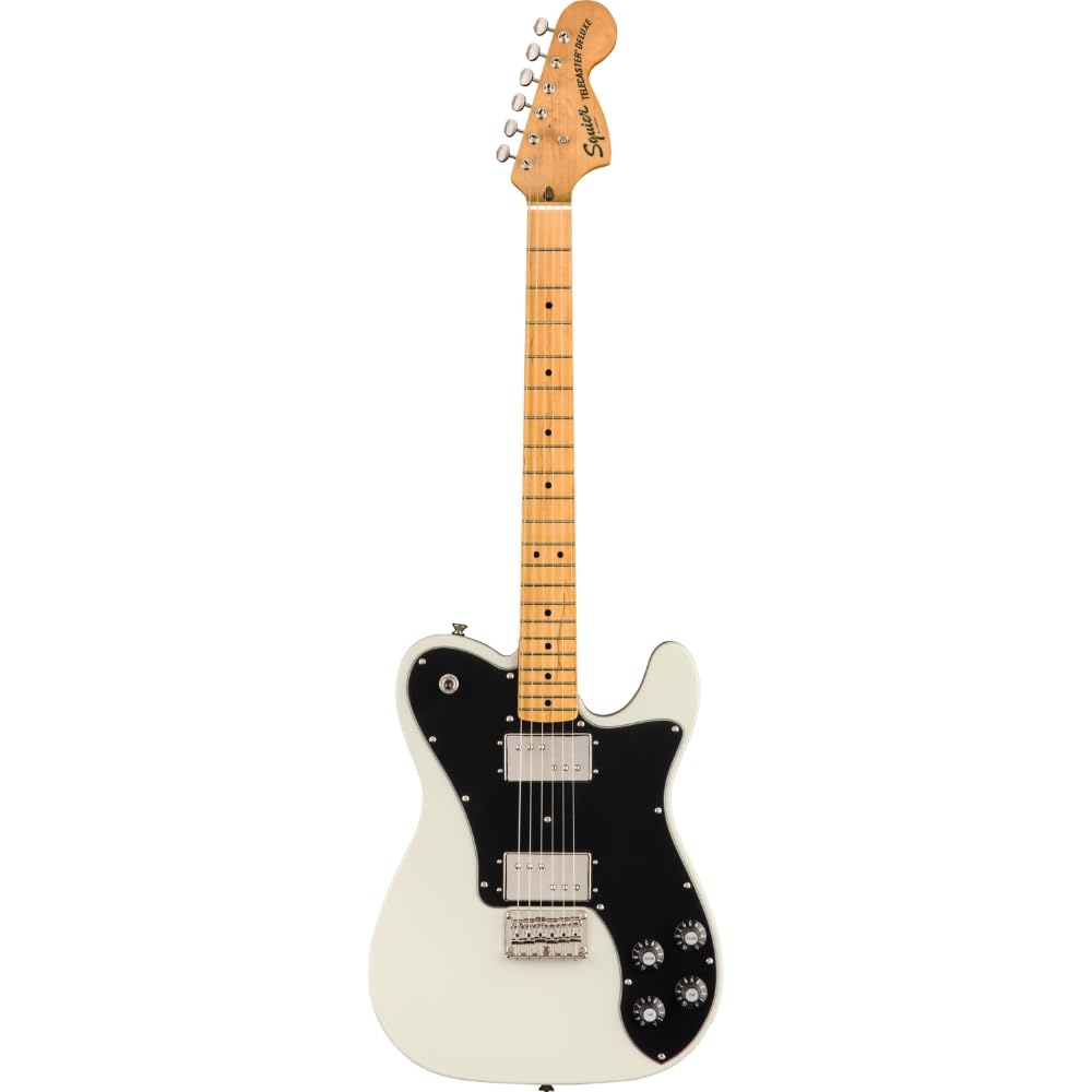Fender Squier Classic Vibe 70s Deluxe Telecaster Electric Guitar, Olympic White, Maple Fingerboard