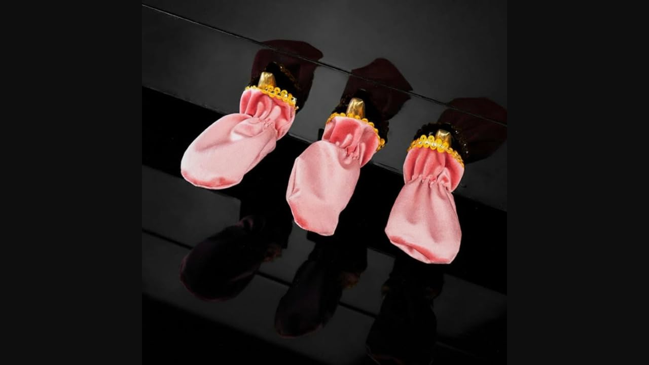 Jazzy Pearls Keyboard Pedal Cover, Plush Pedal Protector, Resistant To Particles, 3-Piece Set Pink
