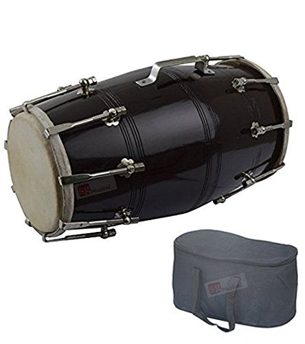 Sg Musical - Mango Wood Dholak - Bolt Tuned - Wedding Dholki -Black