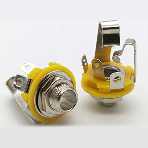 TRS Socket,Stereo 3-Conductor Input Jack, 1/4'', TRS Panel Mount Socket with Washer and Nut Solder Type for Guitar Pedals Bass F