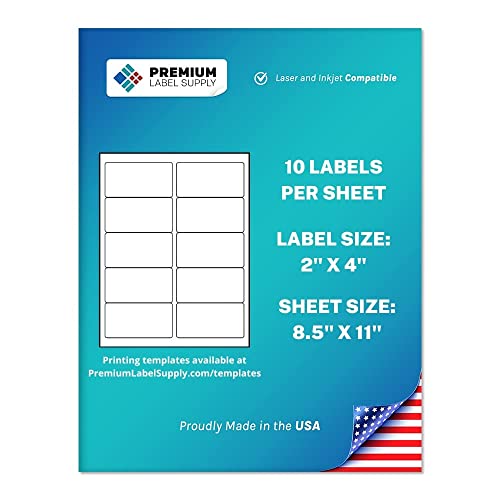 Premium Label Supply White Sticker Address Labels - 2A X 4 - Laserinkjet Compatible - (10 Labelssheet), 100 Sheets - 1,000 Total