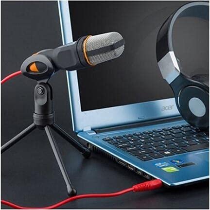 Computer Microphone,Condenser Microphone,3.5MM Plug and Play Omnidirectional Mic with Desktop Stand for Gaming,YouTube Video,Rec