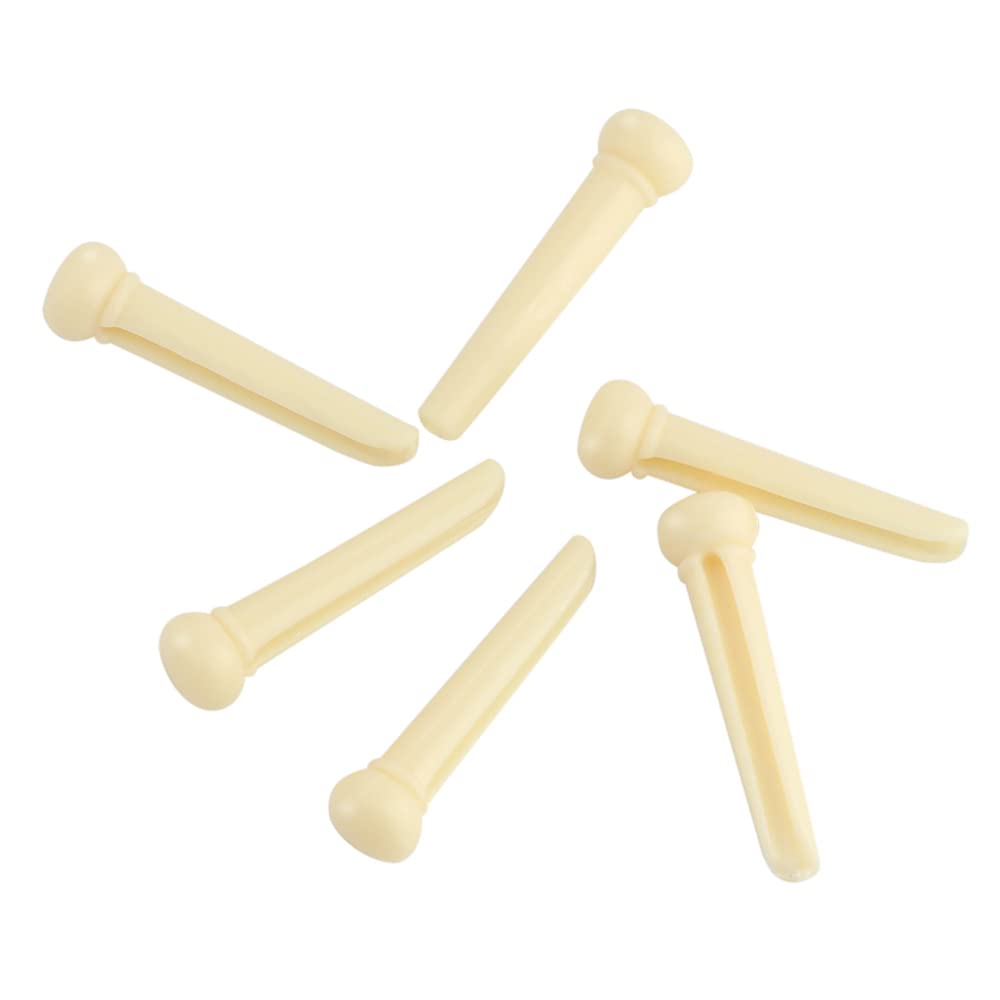 Metallor Guitar Bridge Pins String Pegs for Acoustic Guitar Parts Replacement Set of 6 Pieces Ivory.