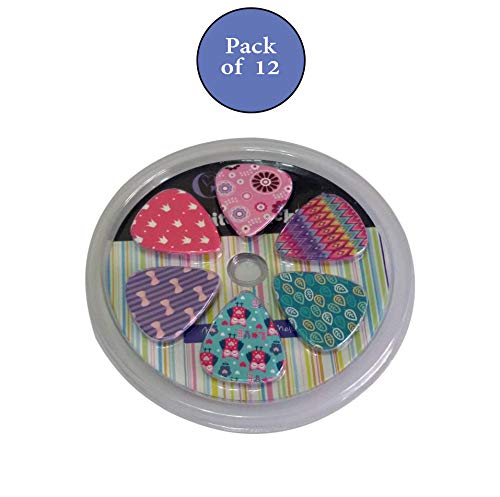 Girly Guitar Picks Set - Medium Celluloid 12-pack - Unique Colorful Designs - Best Gifts for Girls Kids Teens Daughter Granddaug