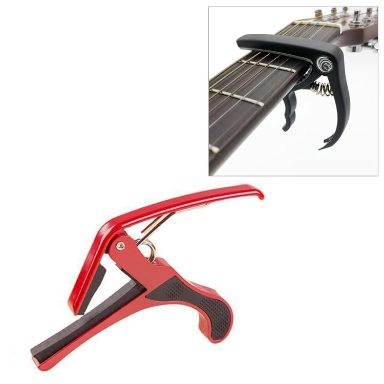 Inefable Guitar Metal Capo One Handed Quick Change For Ukulele, Electric & Acoustic Guitars (Red - Pack Of 1)
