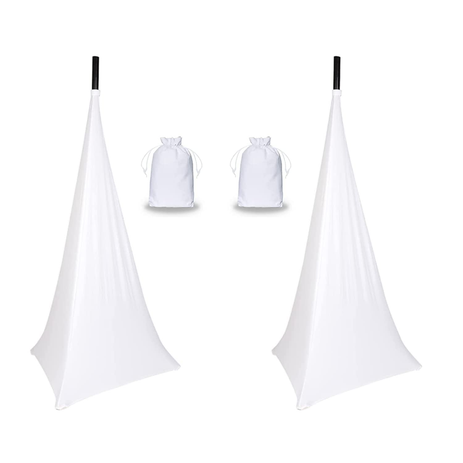 Speaker Stand Cover Tripod Stand Skirt, DJ Speaker Stand Tripod Cover Scrim 360 Degree Coverage (White-Two Pack)