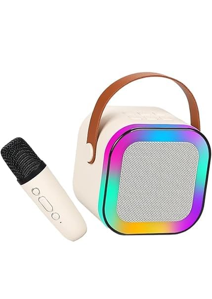 Rechargeable Karaoke Microphone With Speaker - Wireless Bluetooth Singing Mic With Led Lights | Portable Musical Toy & Birthday 