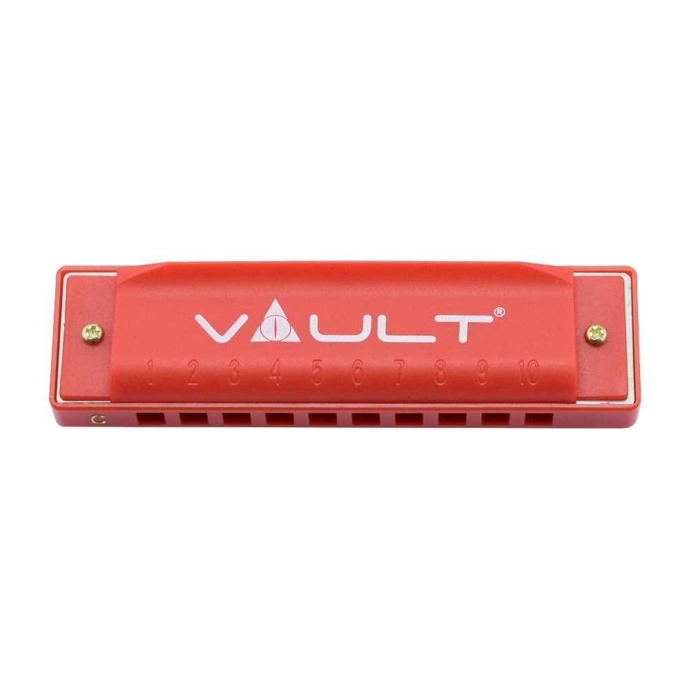 Vault Ha500 Key C 10-Hole Diatonic Harmonica/Mouth Organ - Red