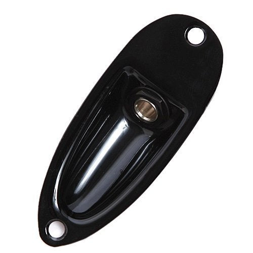 Musiclily Boat Style 1/4'' Loaded Guitar Output Mono Jack Plug Socket Plate For Fender Strat Stratocater Electric Guitar, Black(