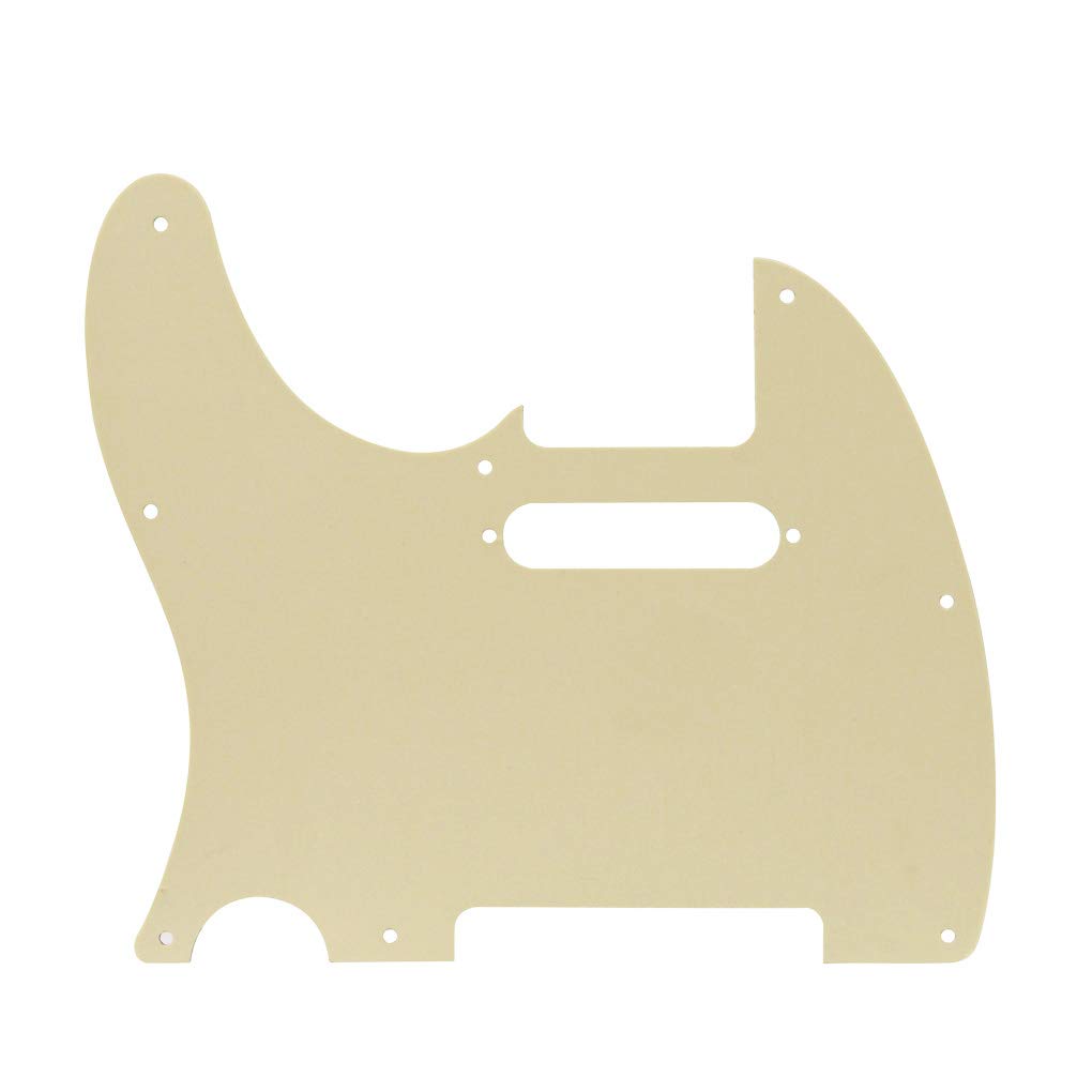 FLEOR 8 Hole Tele Pickguard w/Screws Fit USA/MX Standard Telecaster Pickguard Replacement, 3Ply Cream