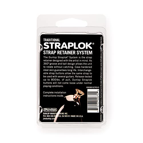 Dunlop Straplok Traditional Strap Retainer System, Brass