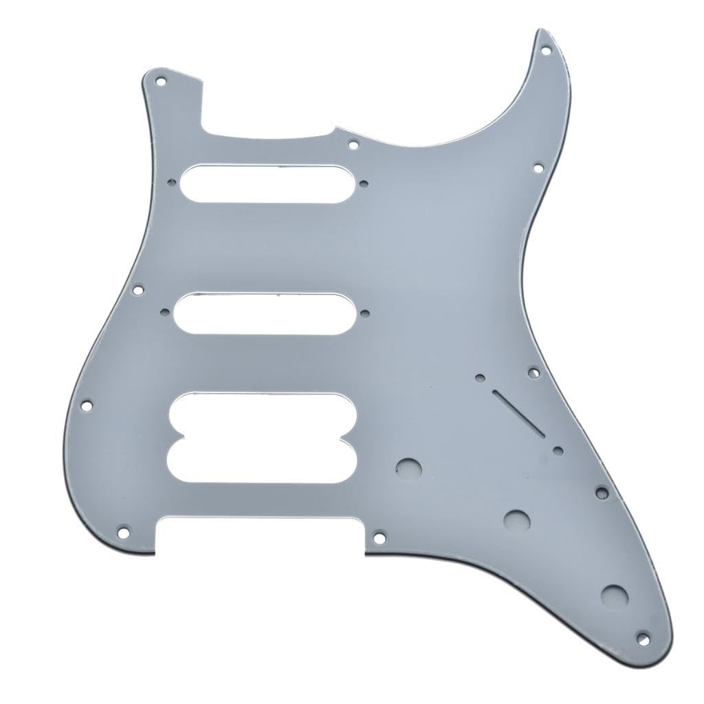 Dopro 11-Hole ST/Strat HSS Guitar Pickguard Humbucking Pickup No screw holes for American Ultra Series Strats White 3 Ply