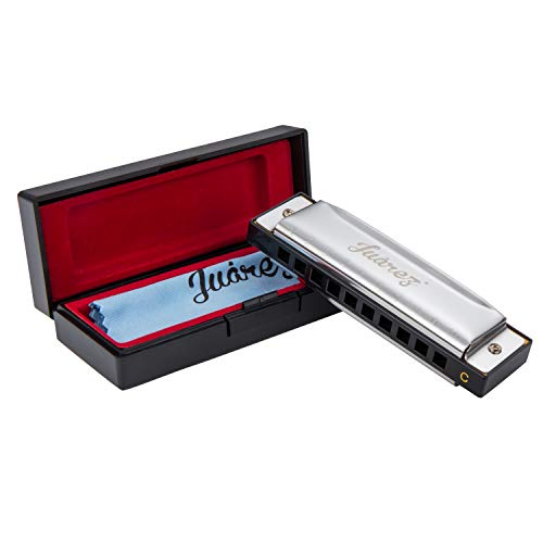 JUAREZ Azre 10 Hole 20 Tone Diatonic Harmonica Key of C Scale | Mouth Organ | Cover - Stainless Steel | Comb - ABS | Reed - Phos