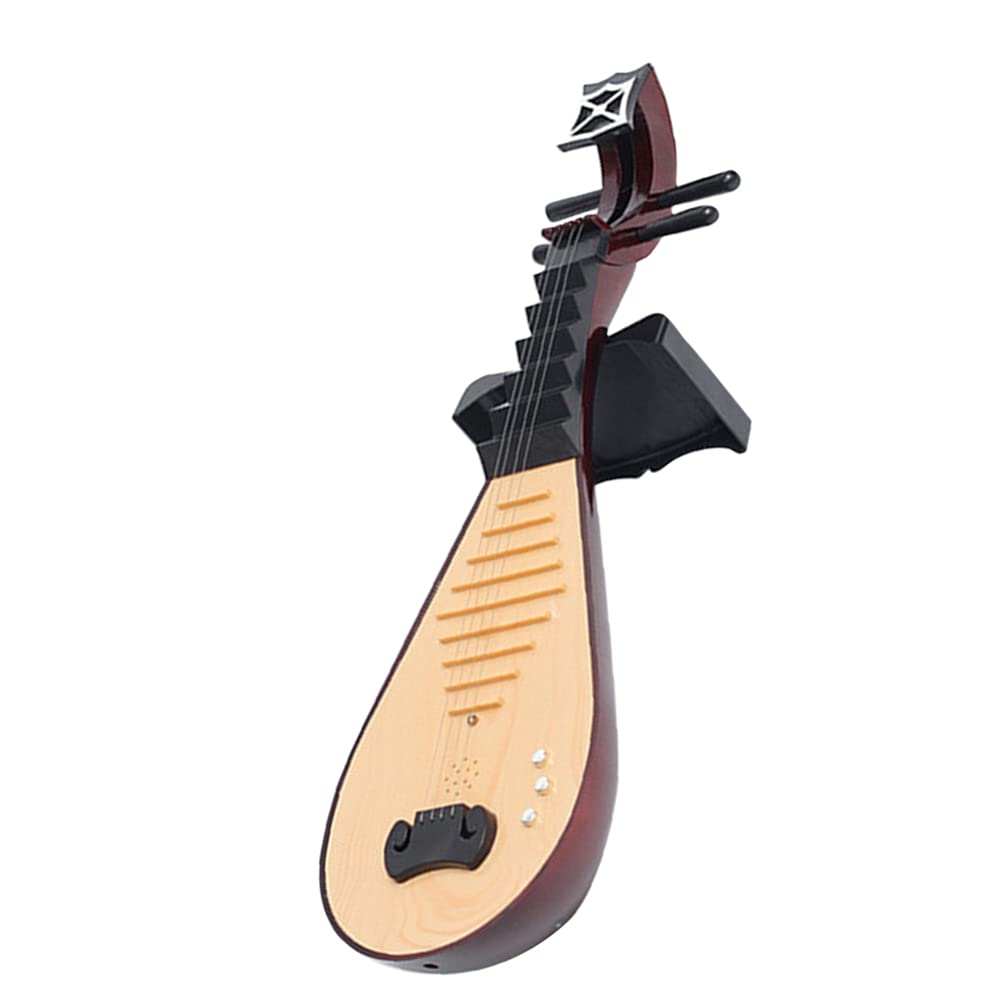 Amosfun Chinese Lute Model Vintage Style Pipa Chinese Guitar Model Instrument Prop Traditional National Stringed Instrument for 