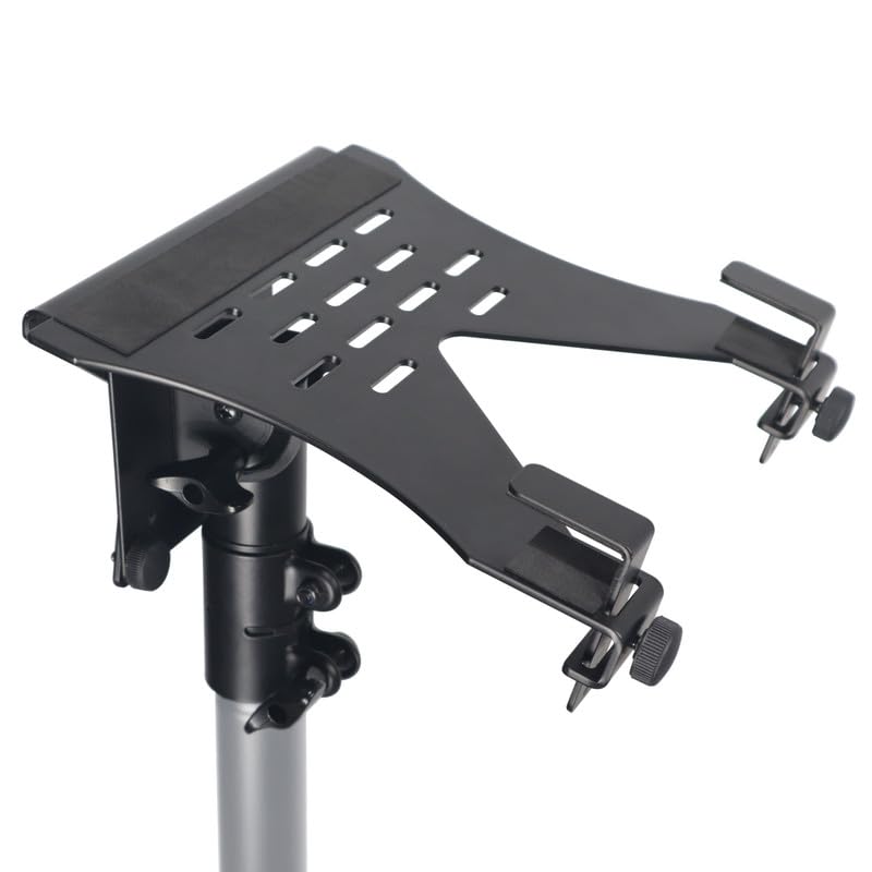 ProX X-LTF01BL Universal Laptop Tray + VESA Monitor Mounting Bracket fits on Speaker Stand 1-3/8'' Pole Black