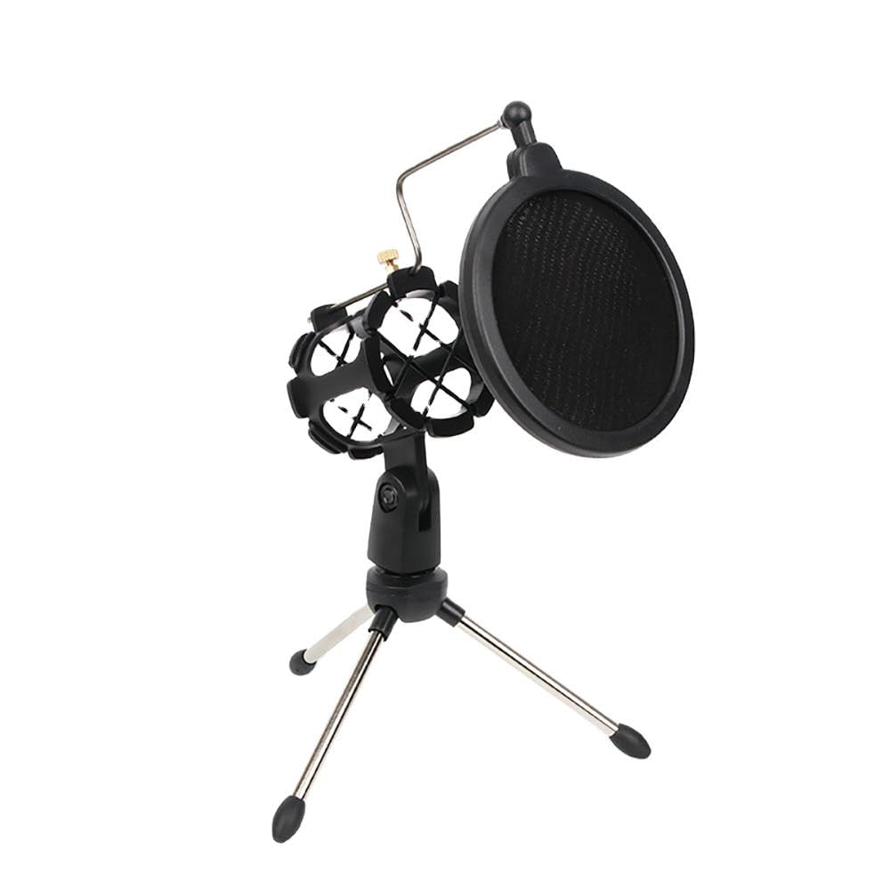 BLUEBERRY R-33 Pop Shield Professional Desk Table Mic Clip Stand Tripod Holder - Recording Accessories Set for Live Broadcast, P