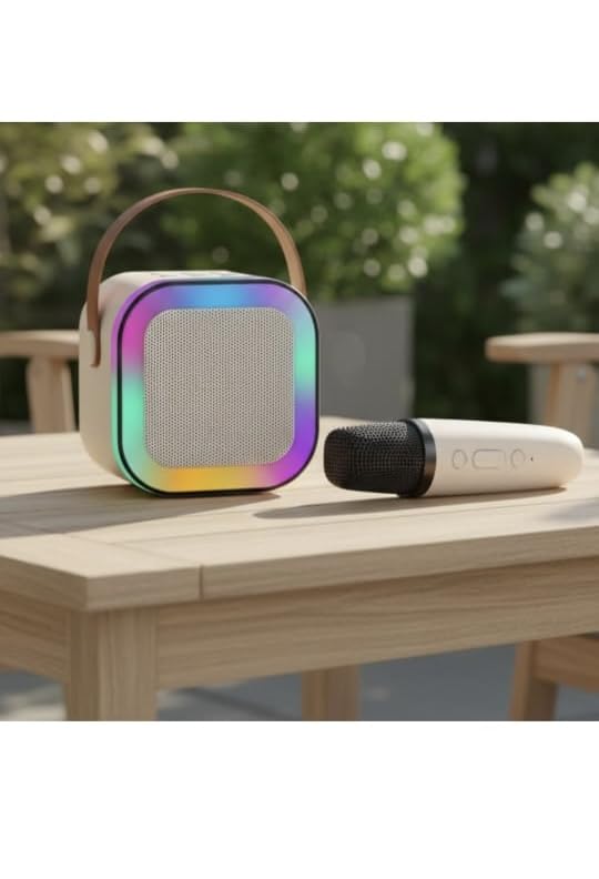 Mini Portable Karaoke Speaker With Bluetooth Microphone, Led Lights, 3D Surround Stereo, Hifi Sound