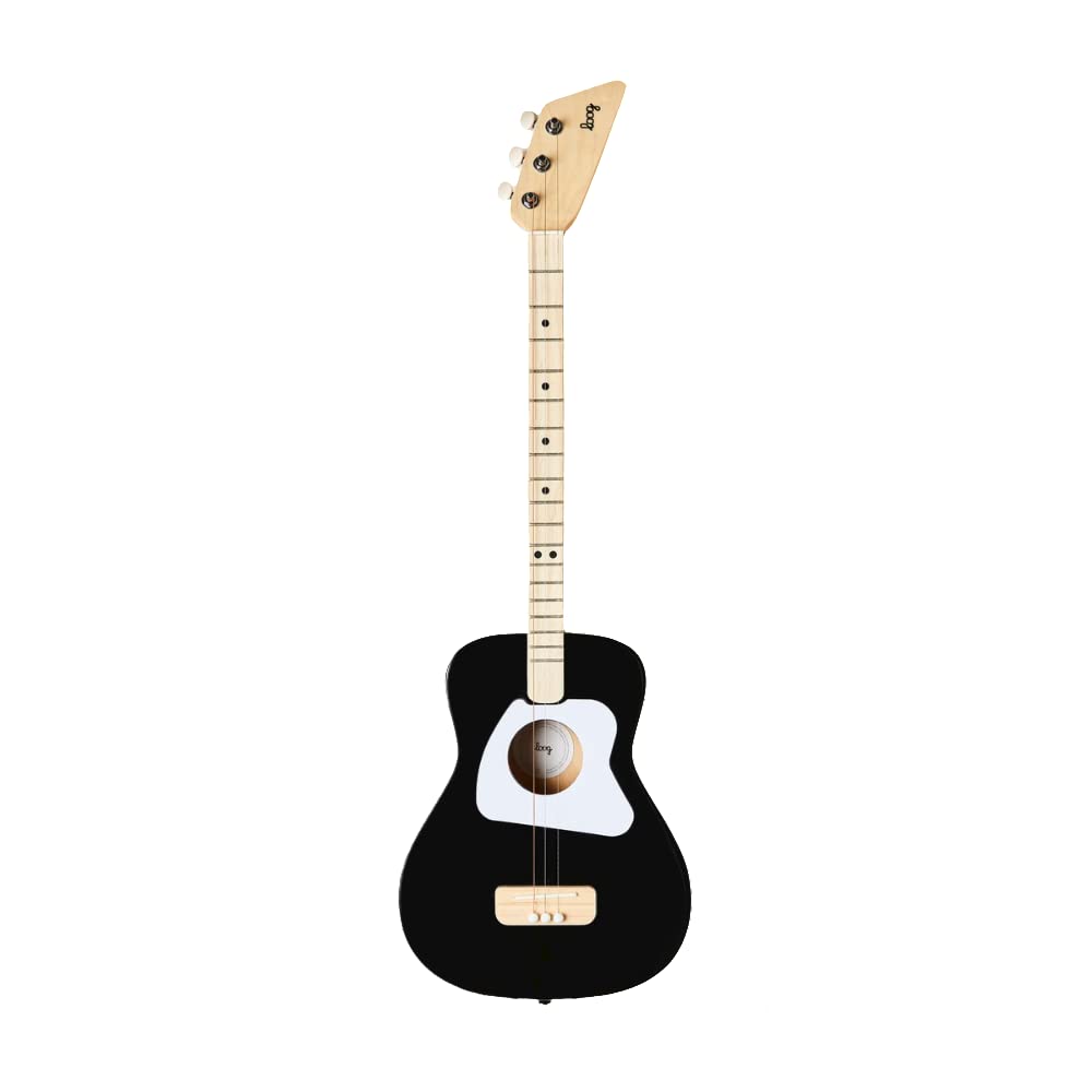 Loog Pro Acoustic Kids Guitar 3-Strings Ages 6+ Learning App And Lessons Included Black