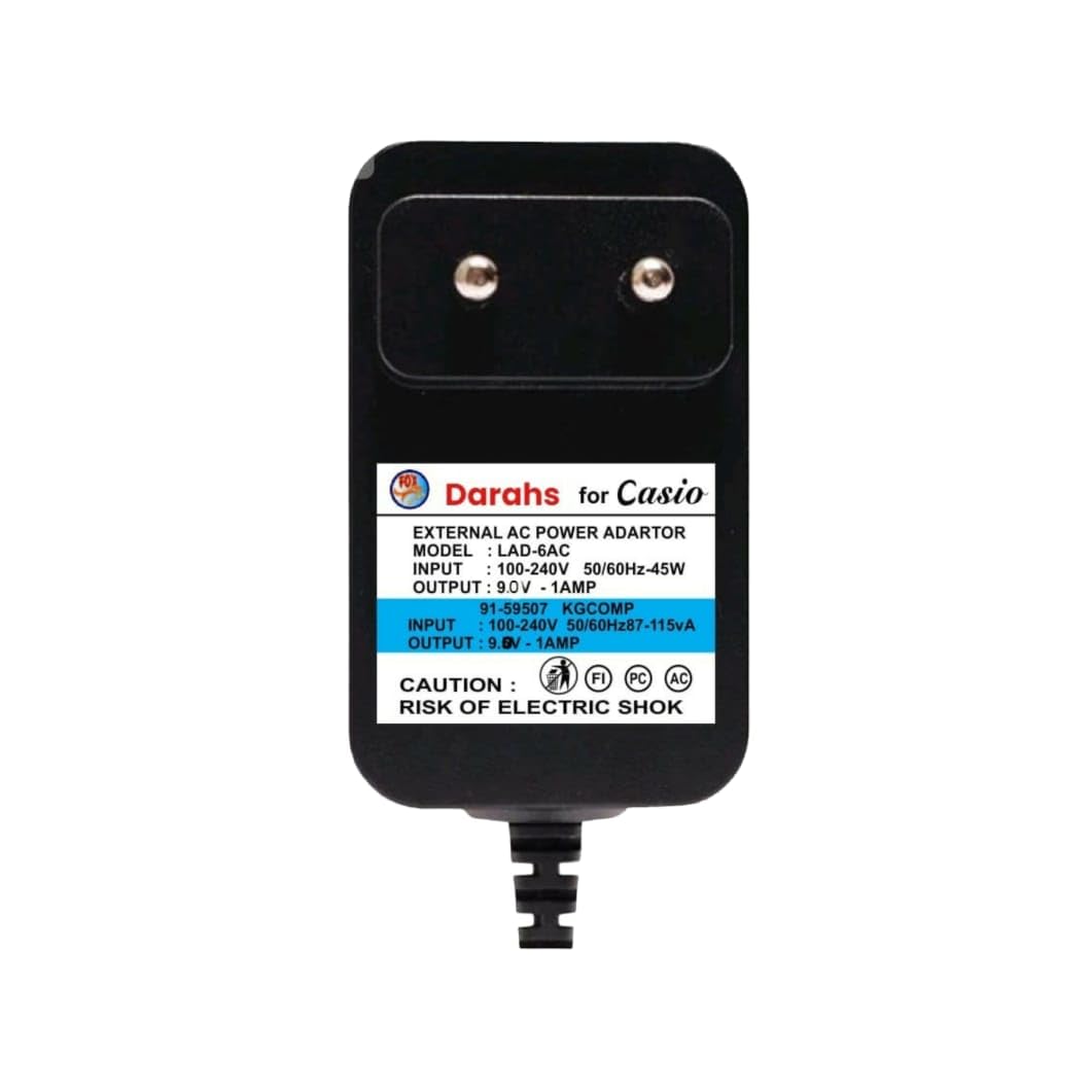 DARAHS AC Adapter for 9V~ Casio Piano Keyboard AD-5 AD-5MU AD5MU AD-5MLE AD-5GL AD5GL TC1#1035 Extra-Long Power Cord Piano Adapt