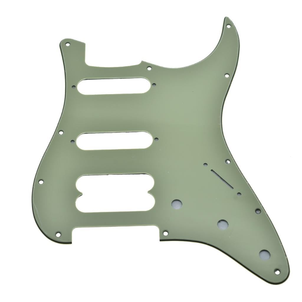 Dopro 11-Hole ST/Strat HSS Guitar Pickguard Humbucking Pickup No screw holes for American Ultra Series Strats Mint Green