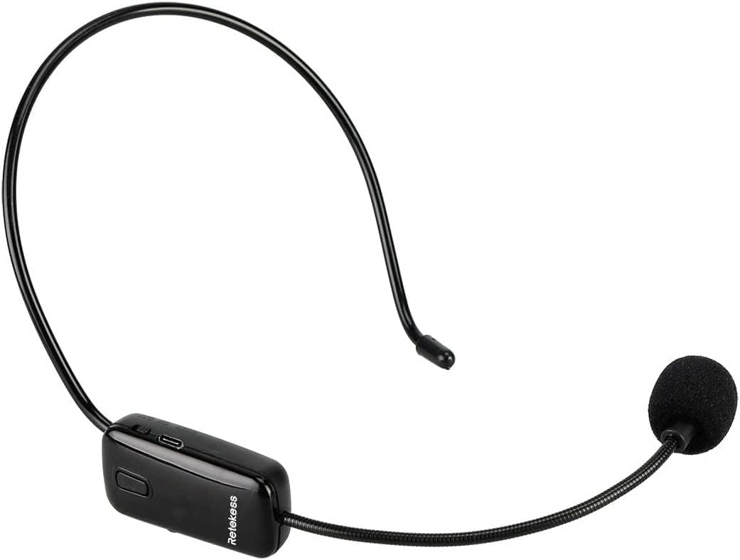 Retekess TR503 Wireless FM Microphone Headset, Hands-Free with Rechargeable Battery for Voice Amplifier, Church, Tour Guide, Tea