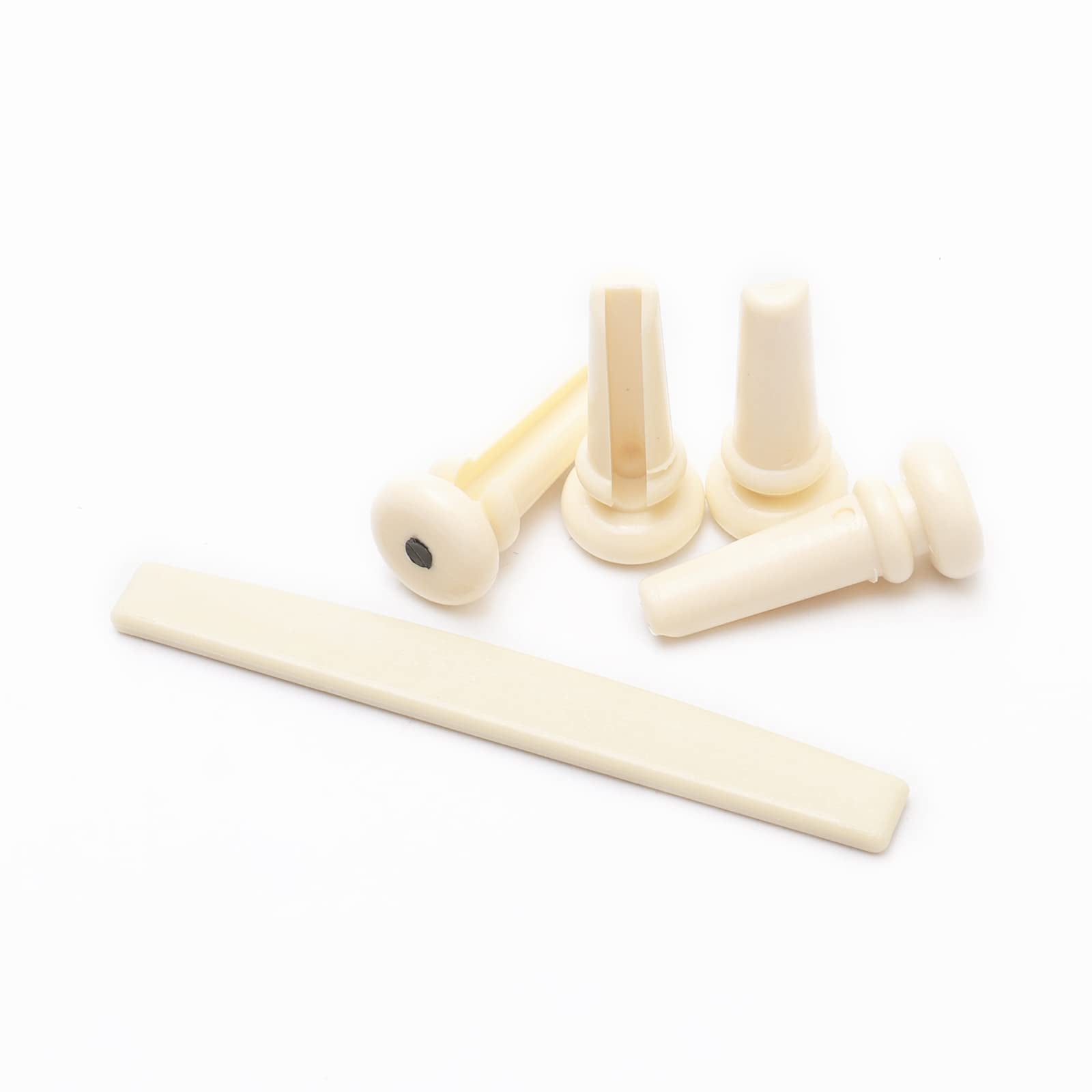 Unxuey Acoustic Guitar Bridge Nut with 4pcs Guitar Bridge Pins for 4 String Bass Part Replacement