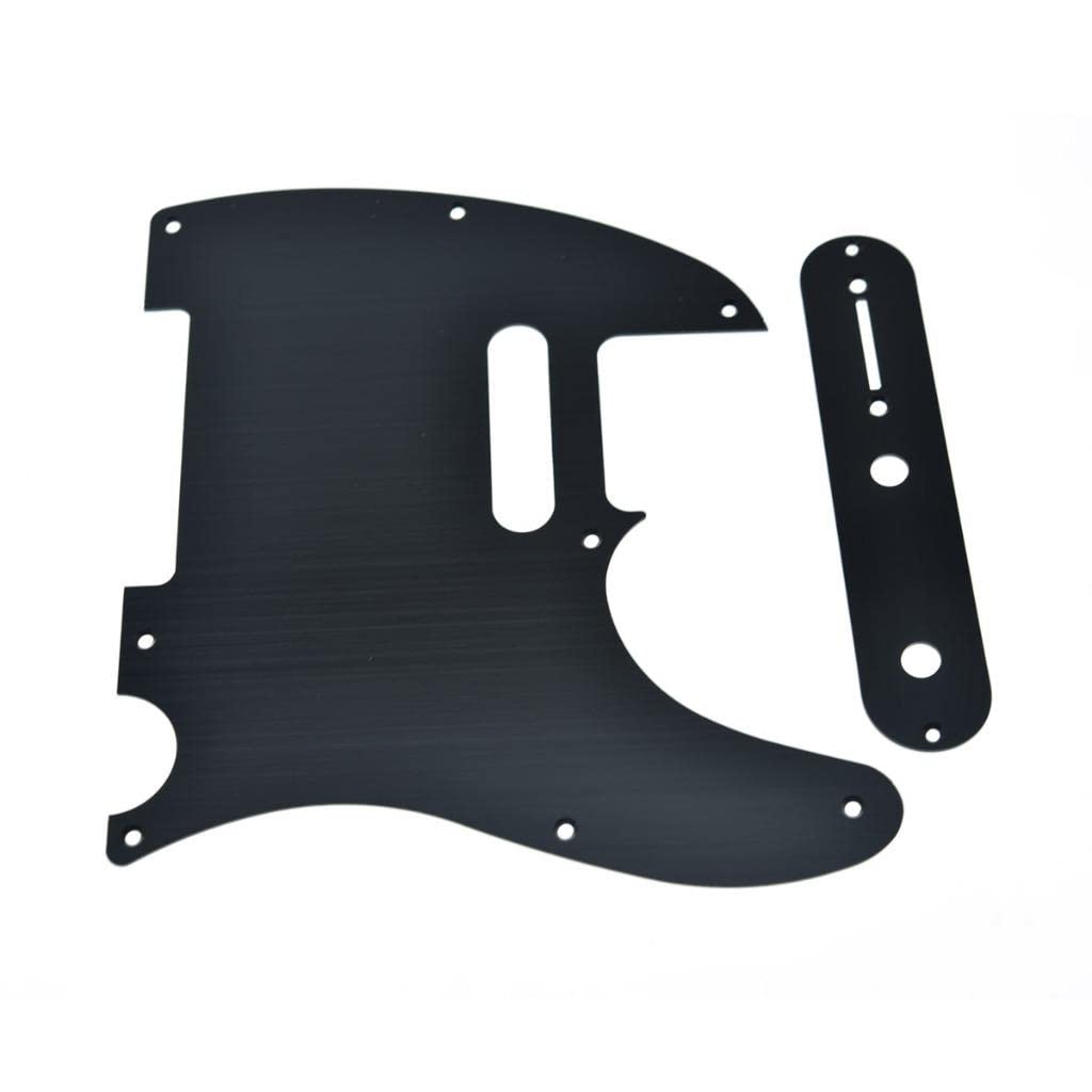 KAISH Metal Aluminum Anodized Tele Pickguard with Metal Control Plate and Screws for American/Mexican Telecaster Black