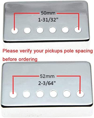Dopro Set of 2 Metal Humbucker Guitar Pickup Cover Brass Humbucker Pickup Covers 50mm/52mm Pole Spacing for Epi Les Paul Chromee