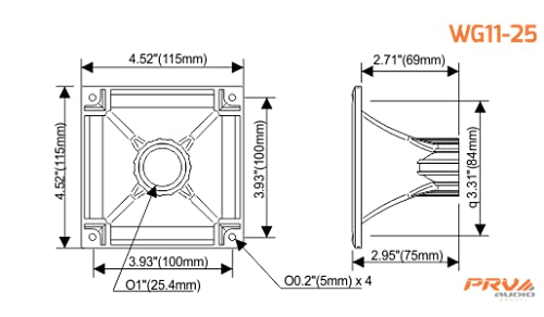 PRV AUDIO 1 Inch Exit Waveguide WG11-25 Non-resonant Reinforced Plastic Construction (ABS) Screw On Exponential Horn for 1 in Co