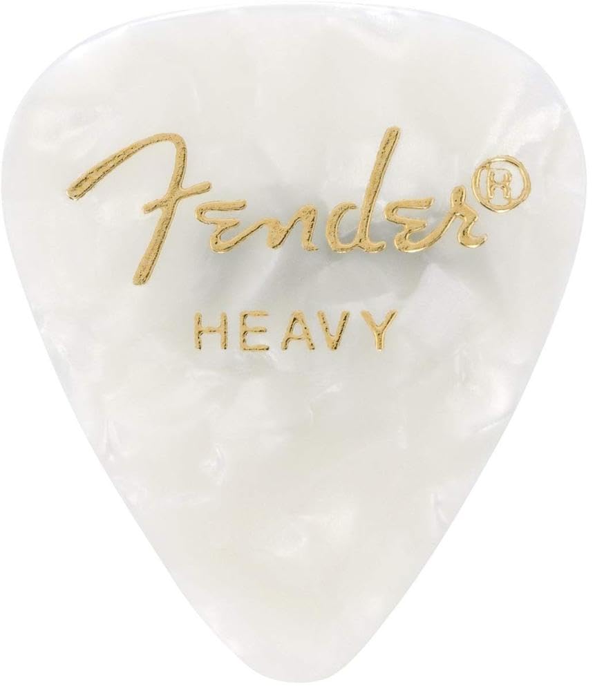 Fender Premium Celluloid Guitar Picks 351 Shape, White Moto, Heavy, 12-Pack