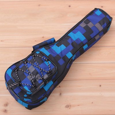 HOT SEAL 10MM Waterproof Durable Colorful Ukulele Case Bag with Storage (26in, Blue plaid)