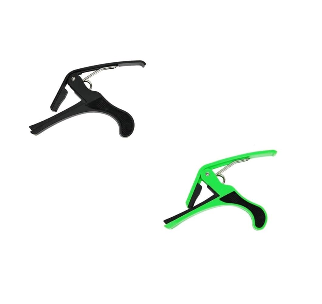 Inefable Guitar Metal Capo One Handed Quick Change For Ukulele, Electric & Acoustic Guitars (Black & Green - Pack Of 2)