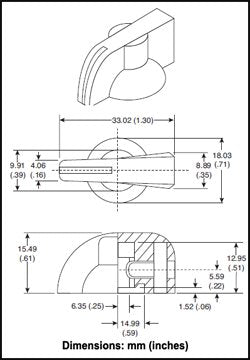 2-pack Potentiometer Knobs: Black ''Chickenhead'' with Set Screw