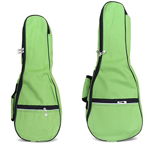 HOT SEAL Waterproof Durable Colorful Ukulele Cotton Case Bag with Storage (21in, Green)