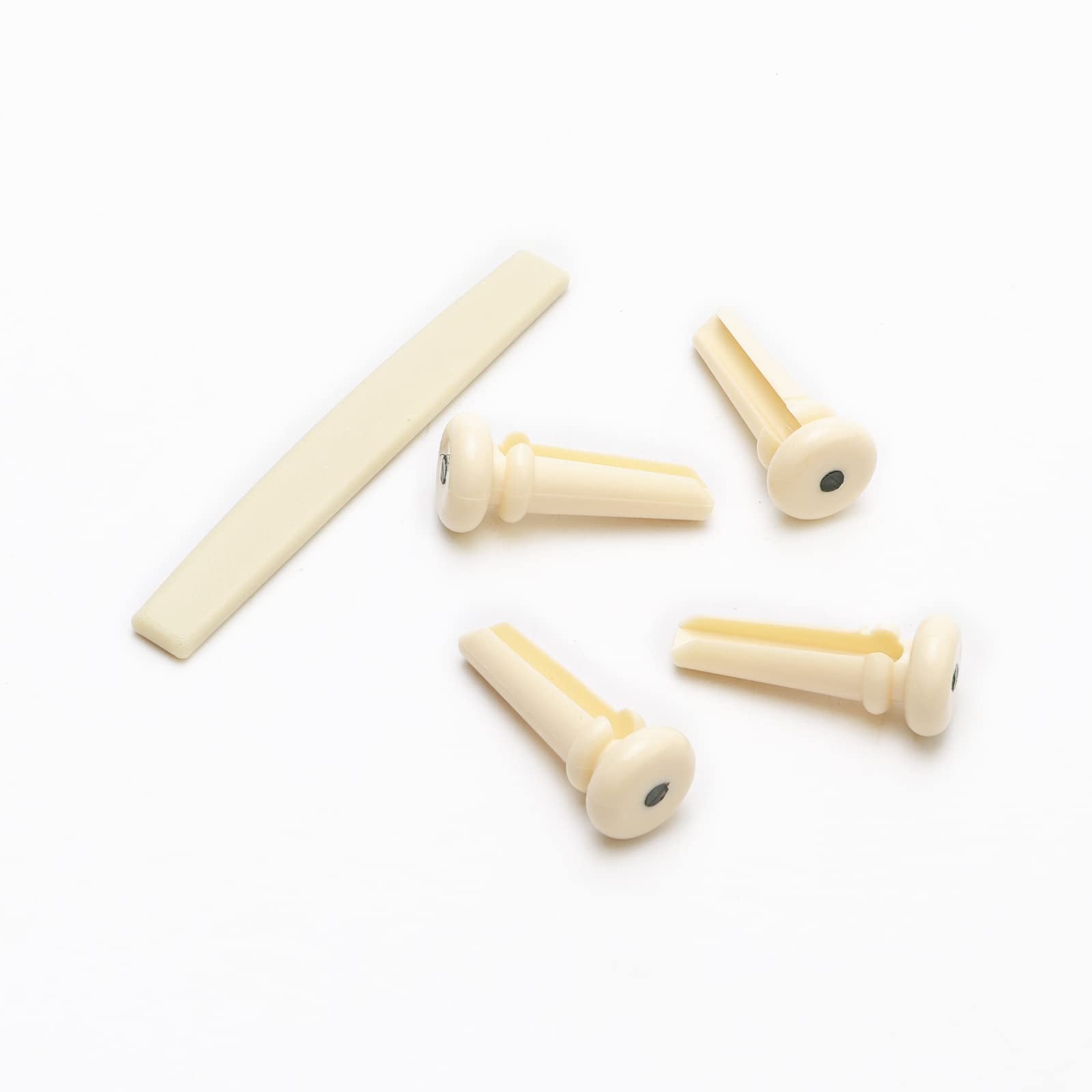 Unxuey Acoustic Guitar Bridge Nut with 4pcs Guitar Bridge Pins for 4 String Bass Part Replacement