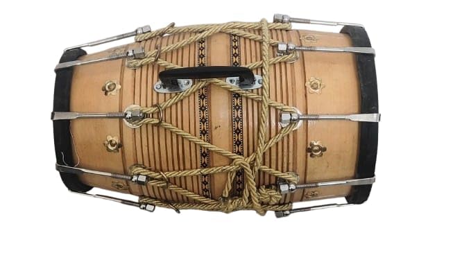 Handmade Wood Dholak Nut & Bolt Yellow And Black Color