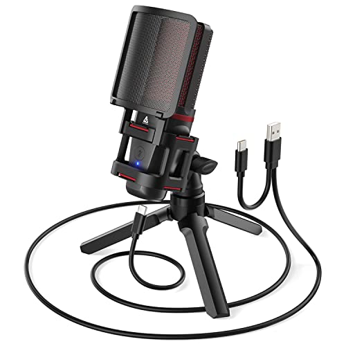 Audio Array Am-C6 Usb Plug & Play Condenser Microphone Kit | With Pop-Filter & Shock Mount | 3.5 Mm No Latency Monitoring, Volum