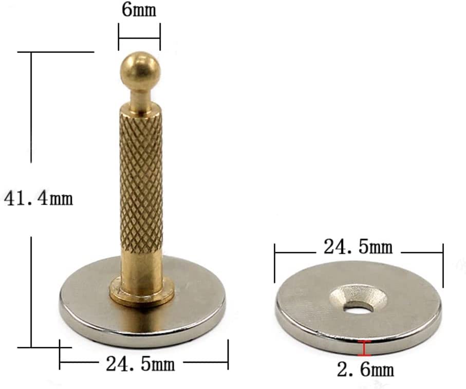 Jiayouy Gold Round Base Magnet Acoustic Guitars Accessory Luthier DIY Tools for Repair Top Cracks, Magnetize Pickups ect 2PCS