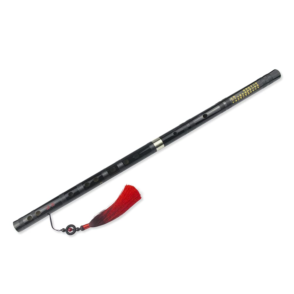 D Key Dizi Black Bitter Bamboo Flute Chen Qing Flute with Free Membrane & Glue & Protector Set Traditional Chinese Instrument (K