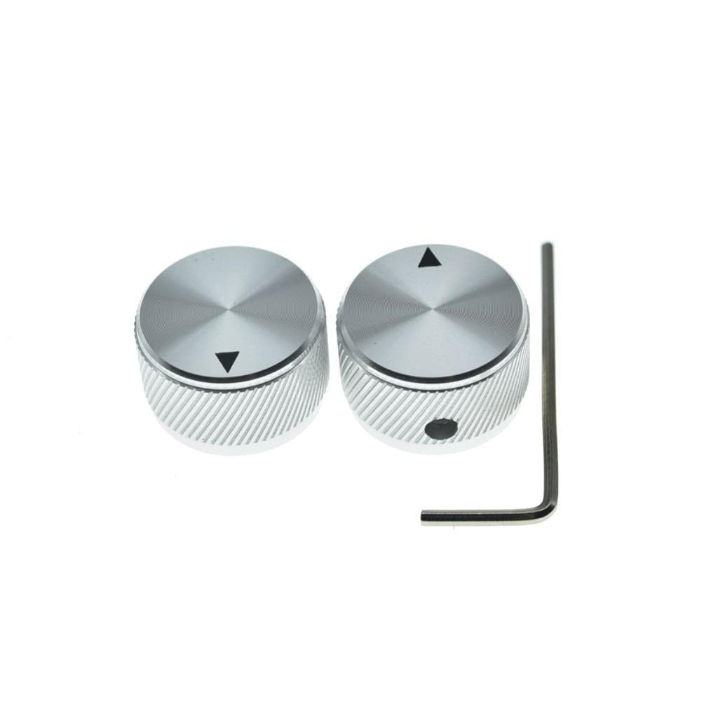 KAISH 63/64(25mm)Diam. Pack of 2 Aluminium Potentiometer Knobs 1/4 Universal Metal Pot Knobs with Indicator & Set Screw for Guit