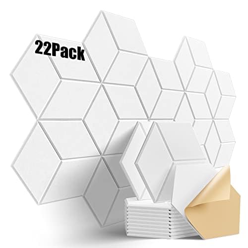 Dailycooper 22 Pack Self-Adhesive Acoustic Panels 12'' X 10'' X 0.4'' - Sound Proof Foam Panels With High Density, Fashionable Y