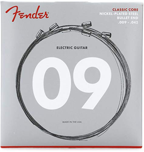Fender Classic Core Electric Guitar Strings, Nickel Plated Steel, Bullet End, 3255L .009-.042