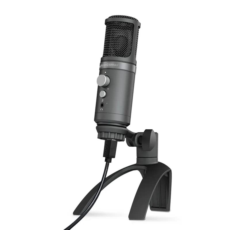 Audio Array Am-C19 Usb Condenser Microphone | Plug & Play, Tripod, No Latency Monitoring, Gain Control & Mute Button | Home Stud