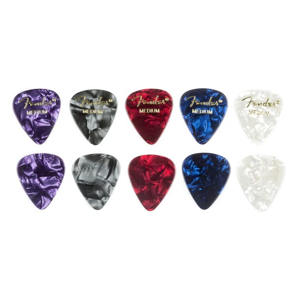 Fender Classic Celluloid Guitar Picks 351 Shape, Guitar Accessories, Confetti, Medium, 12-Pack