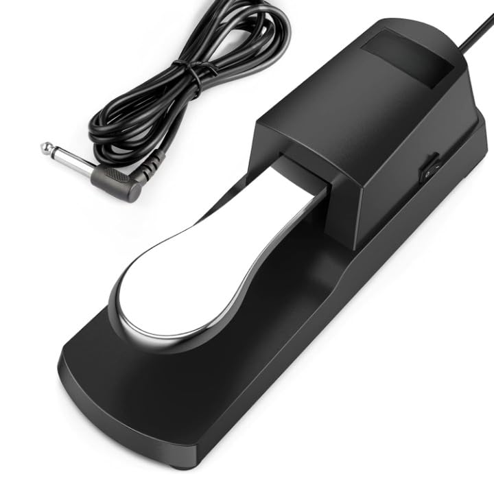 KH Universal Sustain Pedal Piano-Style Foot Pedal with Polarity Switch for MIDI Keyboards, Digital Pianos, Electronic Keyboards 