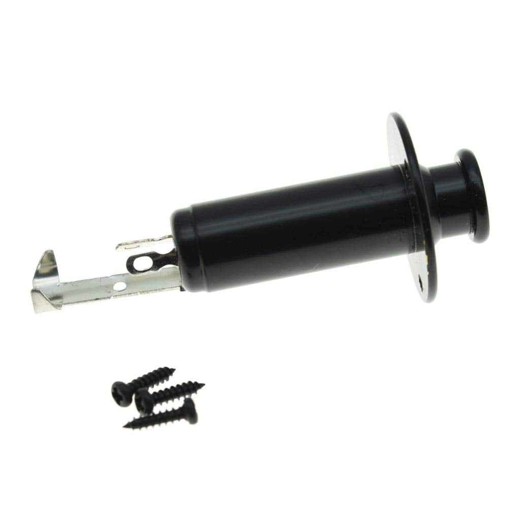 KAISH 6.35mm Acoustic Electric Guitar Bass Mono Endpin Output Jack Strap Button Jack Socket Black