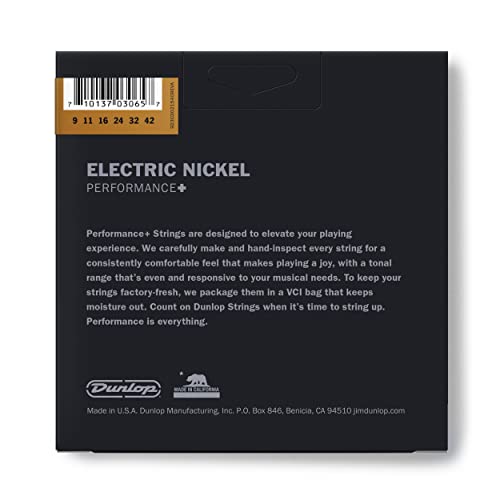 JIM DUNLOP 3PDEN0942 Nickel Wound Electric Guitar Strings, Light, .009-.042, 3 Sets/Box